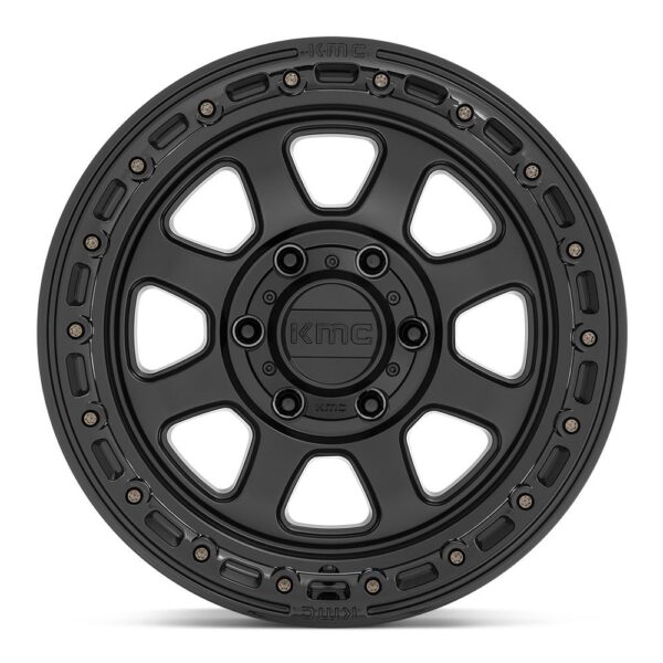 KM548 CHASE 17X9 5X127 ET-12 CB71.5 SATIN BLACK W/GLOSS BLK LIP - Image 2