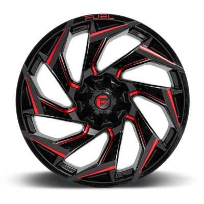 D755 REACTION 17X9 5X114.3/5X127 ET1 CB78 GLOSS BLACK MILLED WITH RED TINT