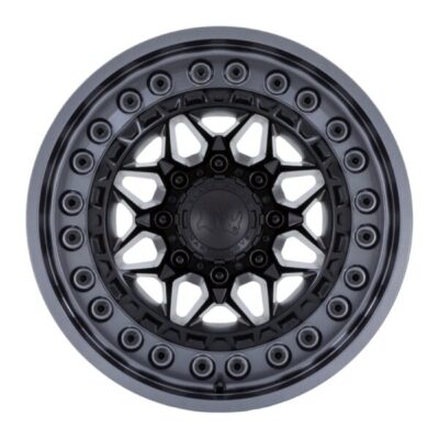 BR008(ALPHA) 17X9 6X139.7 ET-12 CB106.1 MATTE BLK W/MATTE GUN METAL LIP