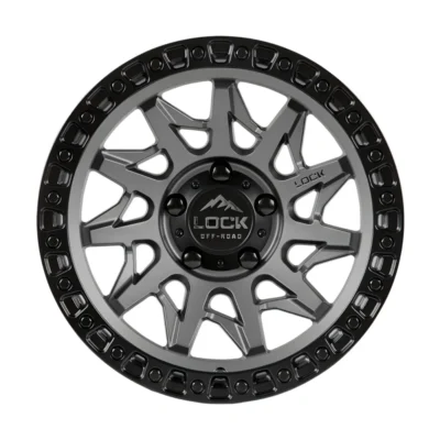LUNATIC 17X9 5X127 ET-12 CB71.5 MATTE GREY W MATTE BLACK LIP