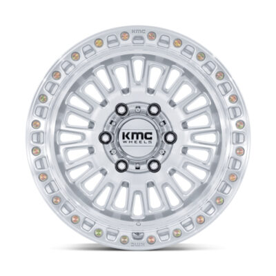 KM554 AZTEC 17X8.5 6X139.7 ET00 CB106.1 GLOSS SILVER /MACH FACE
